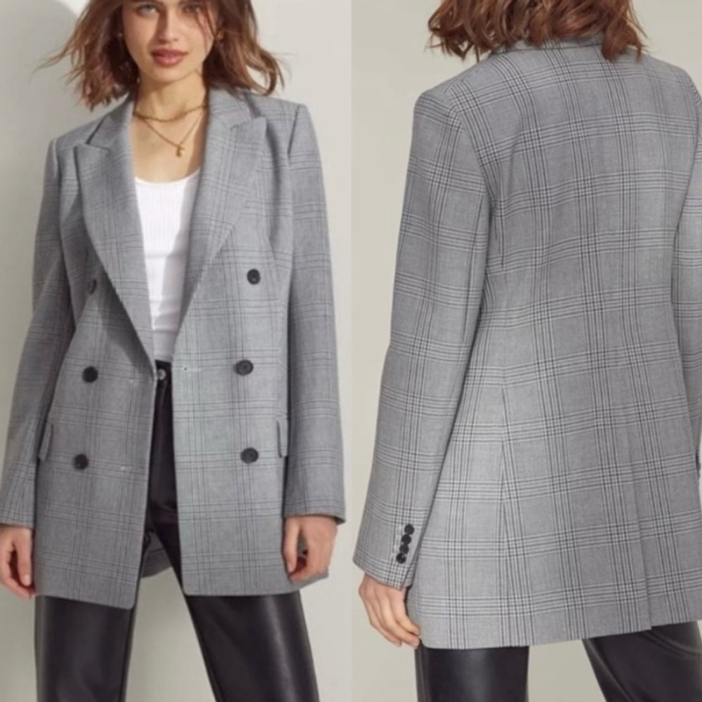 Aritzia Wilfred Margaux Double Breast Plaid Blazer - 0 (fits big)